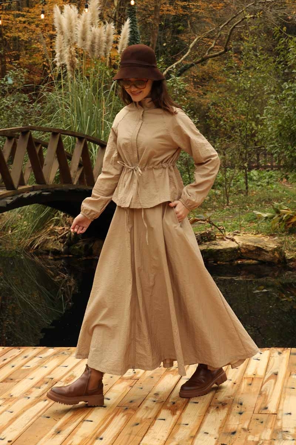 Kloş Paraşüt Etek Takım Camel - 8