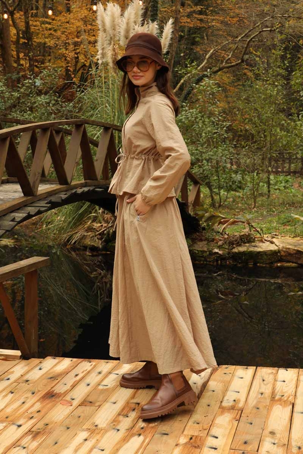 Kloş Paraşüt Etek Takım Camel - 11