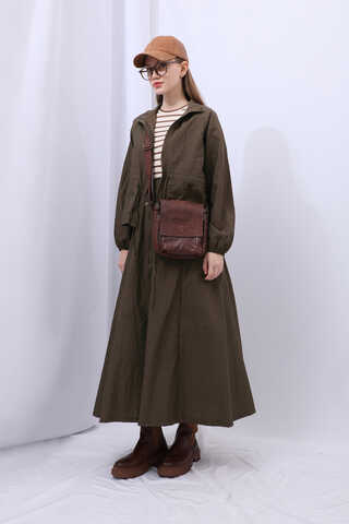 Kloş Paraşüt Etek Takım Kahverengi - 14