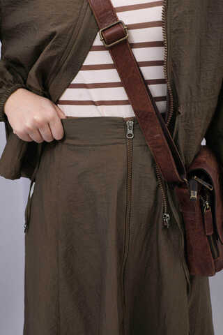 Kloş Paraşüt Etek Takım Kahverengi - 15