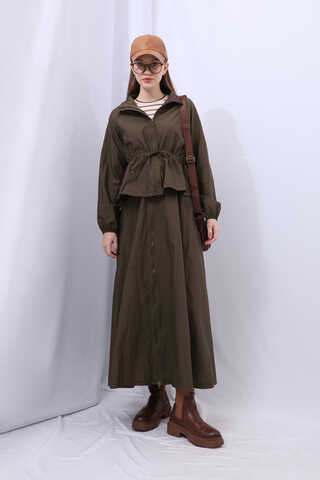 Kloş Paraşüt Etek Takım Kahverengi - 16