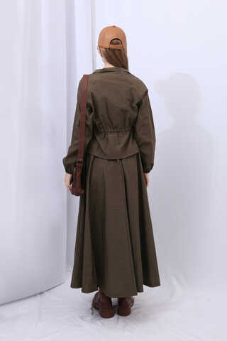 Kloş Paraşüt Etek Takım Kahverengi - 19