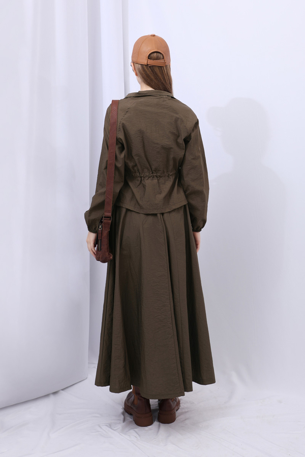 Kloş Paraşüt Etek Takım Kahverengi - 19