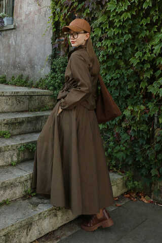 Kloş Paraşüt Etek Takım Kahverengi - 12