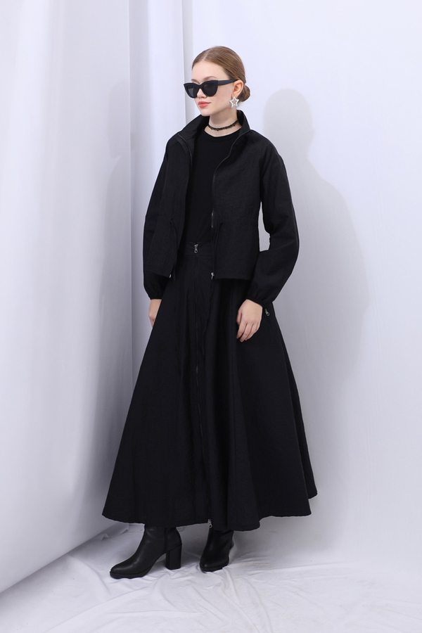 Kloş Paraşüt Etek Takım Siyah - 3