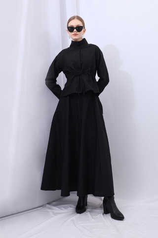 Kloş Paraşüt Etek Takım Siyah - 7