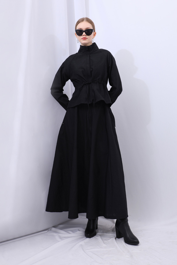 Kloş Paraşüt Etek Takım Siyah - 7