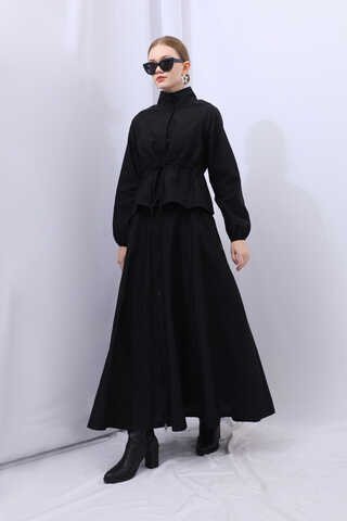 Kloş Paraşüt Etek Takım Siyah - 8