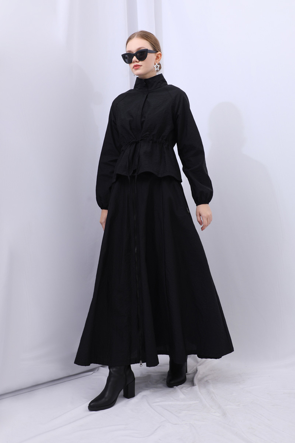 Kloş Paraşüt Etek Takım Siyah - 8