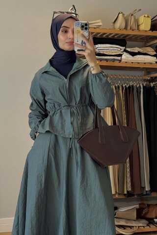 Kloş Paraşüt Etek Takım Zümrüt - 1