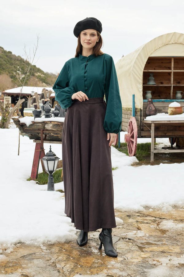 Kloş Süet Etek Acı Kahve - 7