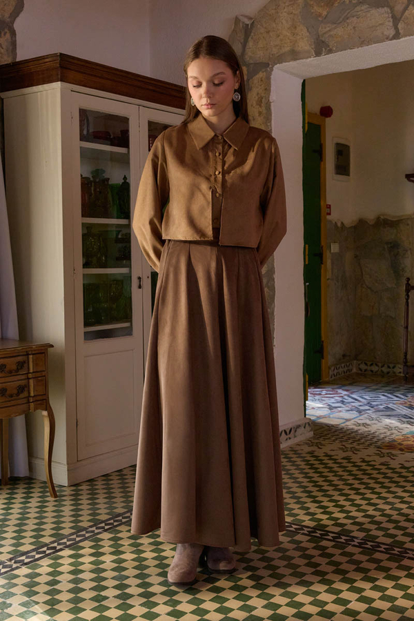 Kloş Süet Etek Taba - 7