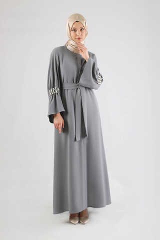 Kolları İncili Ferace Gri - 1