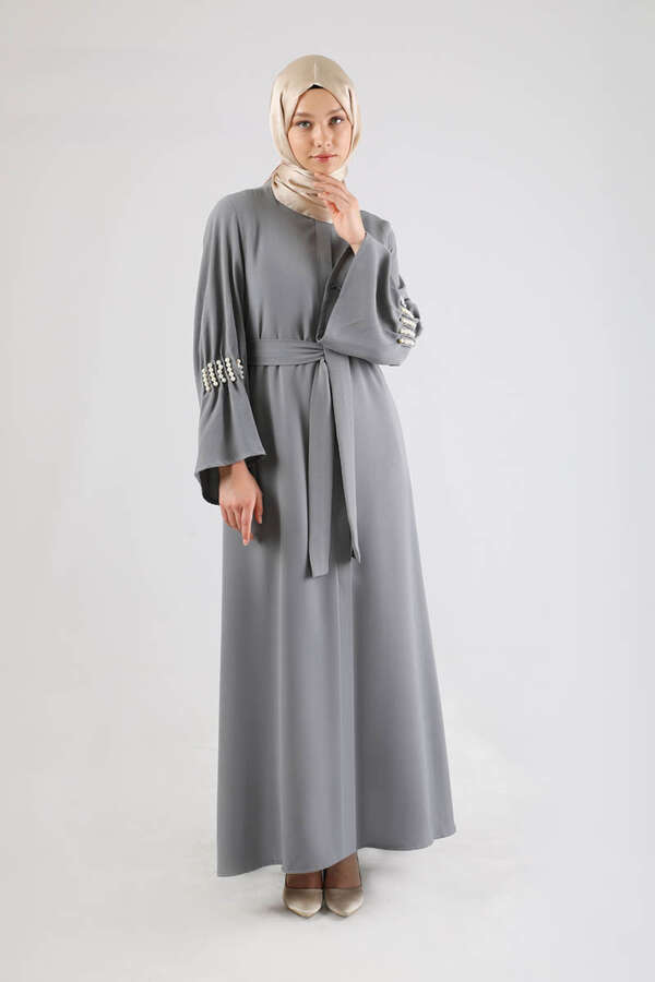 Kolları İncili Ferace Gri - 1