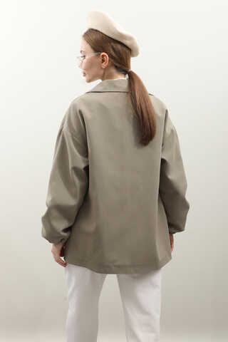 Kolu Büzgülü Kısa Trenç Açık Yeşil - 9