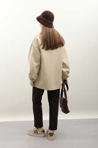 Kolu Büzgülü Kısa Trenç Taş - 9