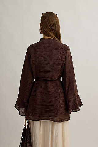Kolu Volanlı Tunik Kahve - 5