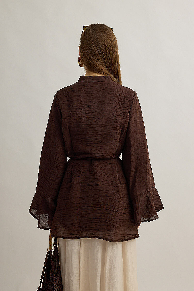 Kolu Volanlı Tunik Kahve - 5