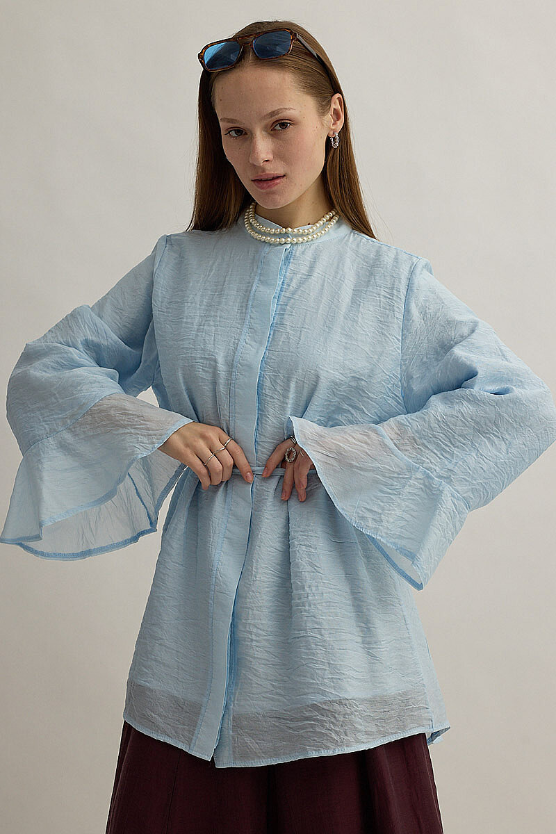 Kolu Volanlı Tunik Mavi - 3