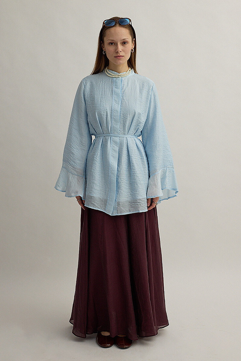 Kolu Volanlı Tunik Mavi - 6