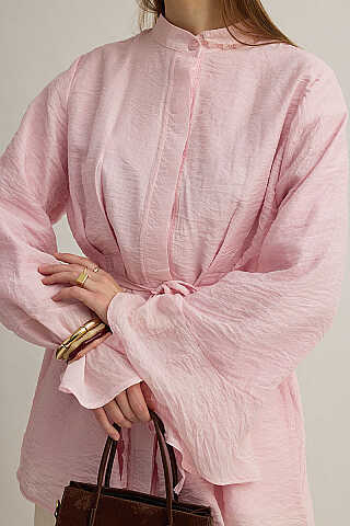Kolu Volanlı Tunik Pembe - 2