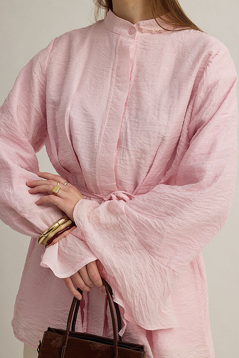 Kolu Volanlı Tunik Pembe - 2
