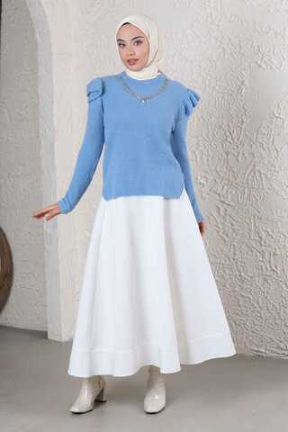 Kolyeli Kısa Kazak Bebe Mavi - 4