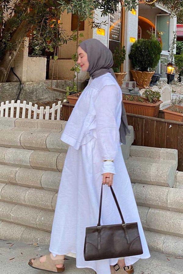 Kontrast Dikişli Müslin Bluz Beyaz (1)