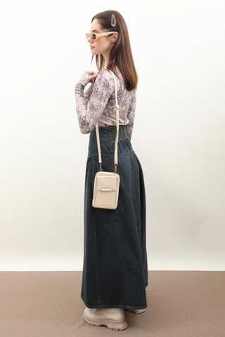 Korse Bel Denim Etek Koyu Mavi - 8