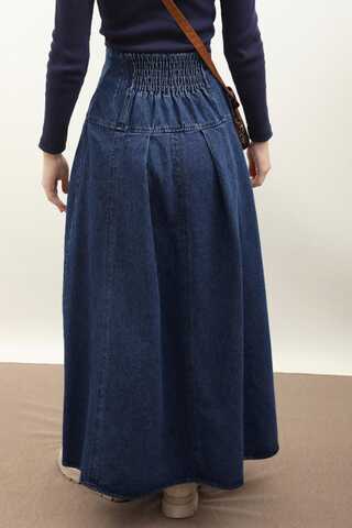 Korse Bel Denim Etek Mavi - 8