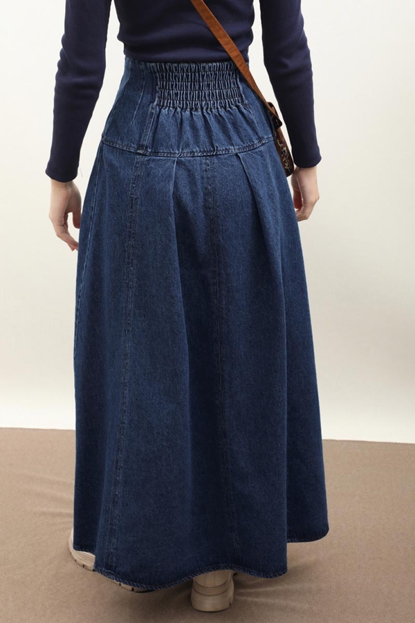 Korse Bel Denim Etek Mavi - 8