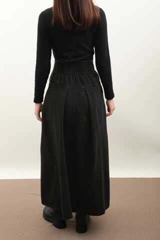 Korse Bel Denim Etek Siyah - 4