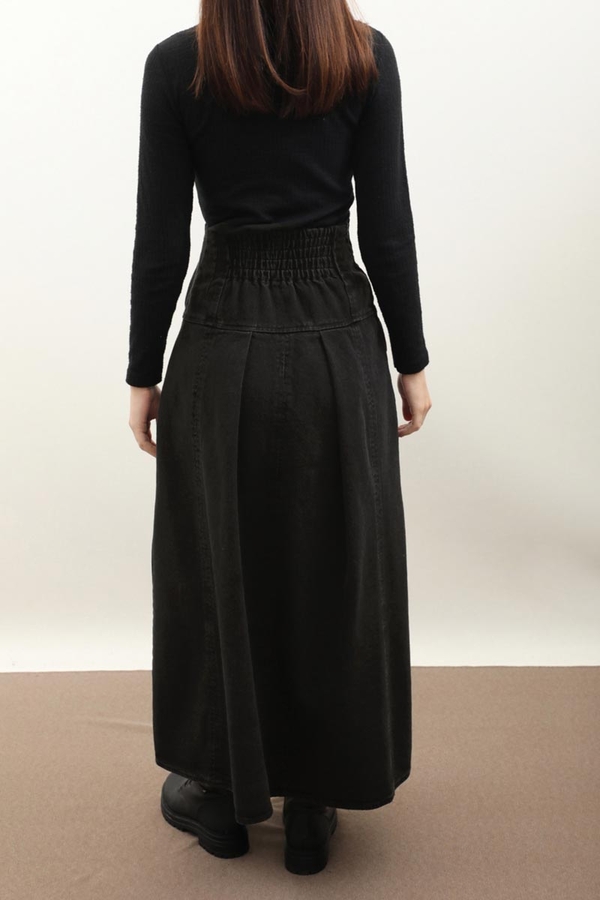 Korse Bel Denim Etek Siyah - 4