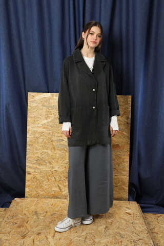 Denim Blazer Ceket Siyah - 2