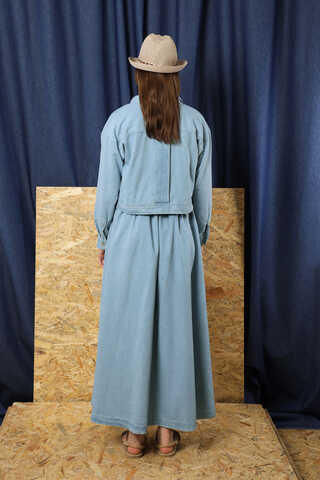 Kot Ceket Etek Takım Açık Mavi - 8