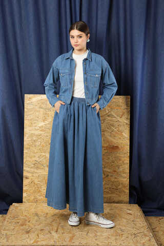 Kot Ceket Etek Takım Koyu Mavi - 2