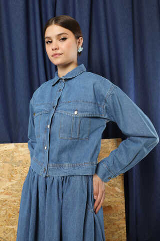 Kot Ceket Etek Takım Koyu Mavi - 1