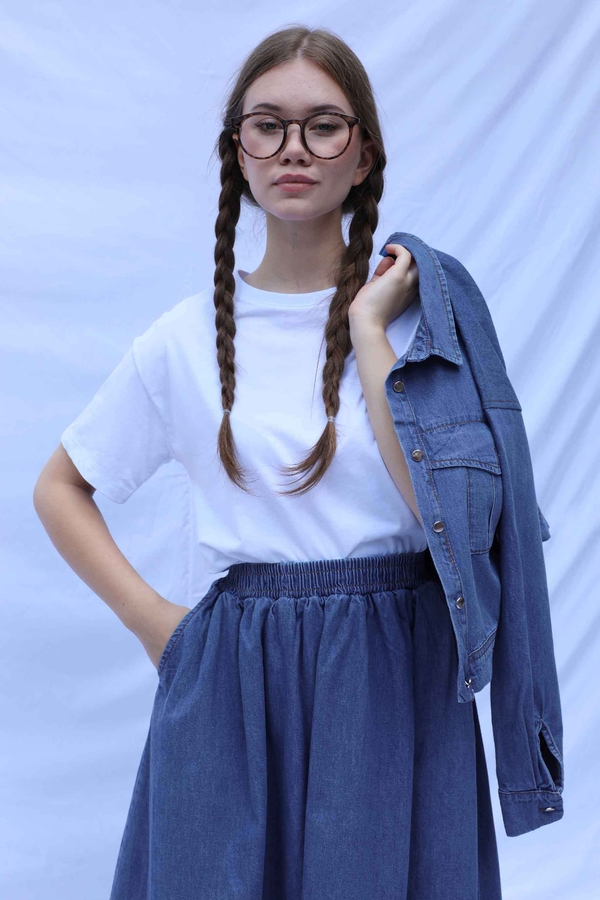 Kot Ceket Etek Takım Koyu Mavi - 7