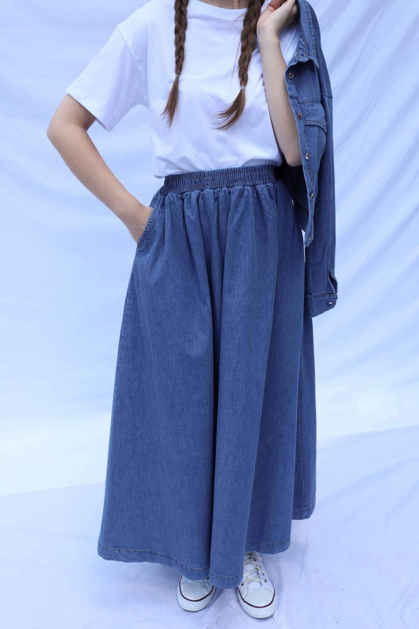 Kot Ceket Etek Takım Koyu Mavi - 8