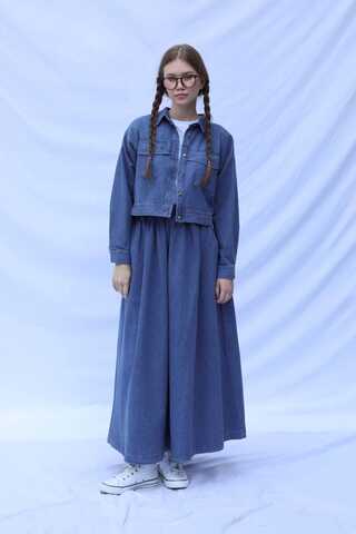 Kot Ceket Etek Takım Koyu Mavi - 9