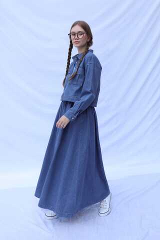 Kot Ceket Etek Takım Koyu Mavi - 10