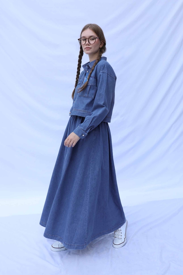 Kot Ceket Etek Takım Koyu Mavi - 10