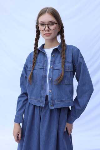 Kot Ceket Etek Takım Koyu Mavi - 11