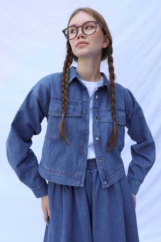 Kot Ceket Etek Takım Koyu Mavi - 12