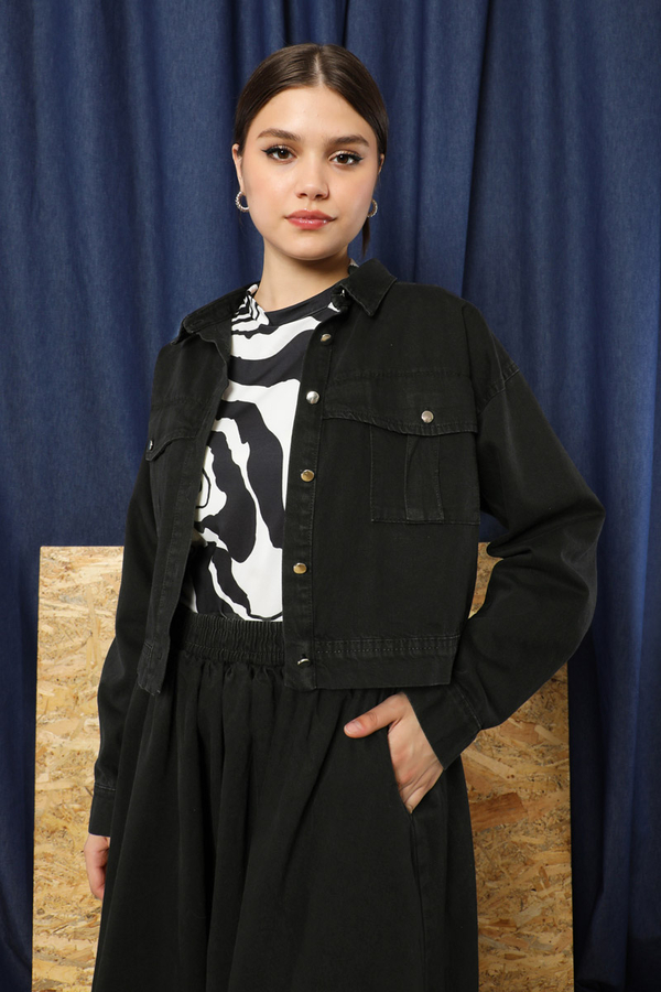 Kot Ceket Etek Takım Siyah - 4