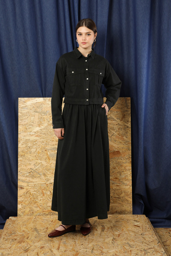 Kot Ceket Etek Takım Siyah - 3