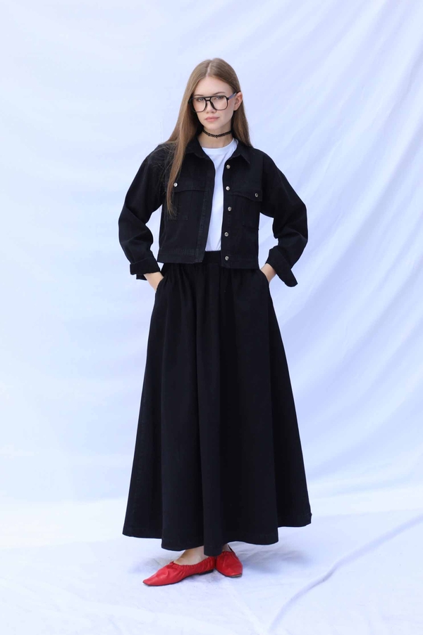 Kot Ceket Etek Takım Siyah - 6