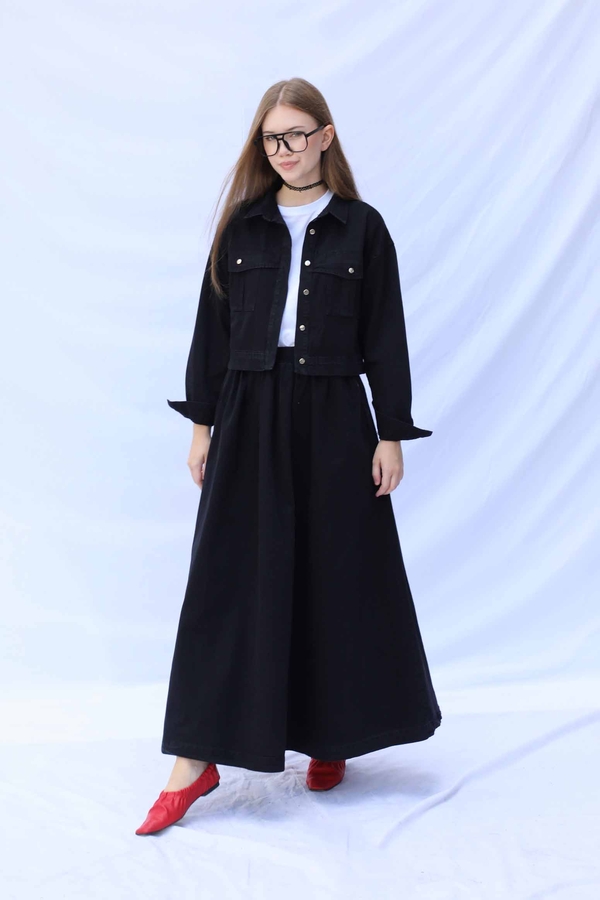 Kot Ceket Etek Takım Siyah - 7