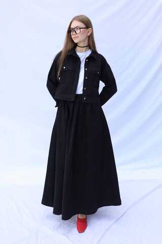 Kot Ceket Etek Takım Siyah - 8