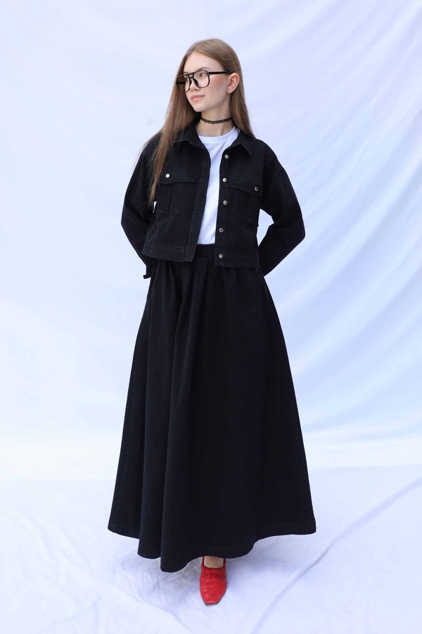 Kot Ceket Etek Takım Siyah - 8